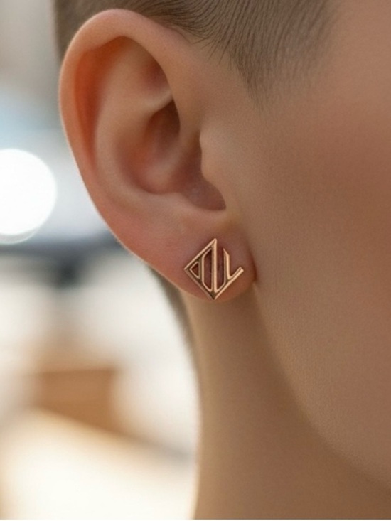 zoetik Jewelry - Geometric Gold Stud Earrings Minimalist Modern